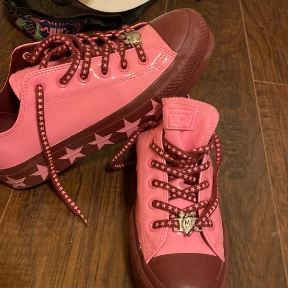 Miley Cyrus & Converse Collaboration Pink Platform Pleather Star Shoes